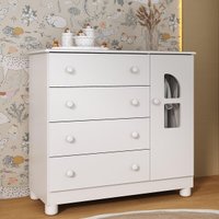 Cômoda Infantil 95cm 1 Porta com Vidro e 4 Gavetas Nina Multimóveis MP4505