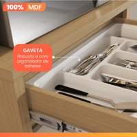 Armário De Cozinha Completa 100% MDF 8 Portas 4 Gavetas Cléo Madeirado/Off White Nesher