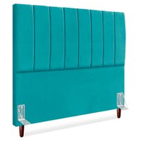 Cabeceira Casal 140 cm Com Frame Carla Suede Azul Turquesa Artte