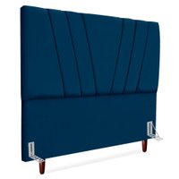Cabeceira Casal 140 cm Com Frame Belgica Suede Azul Marinho Artte