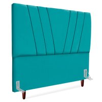 Cabeceira Queen 160 cm Com Frame Belgica Suede Azul Turquesa Artte