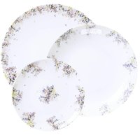 Jogo de Pratos Porcelana Tramontina Fogli Floral Mesa Posta 6 Pessoas Raso Fundo Sobremesa