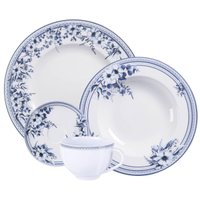 Aparelho de Jantar em Porcelana Decorada 24 Peças Tramontina Azzura 6 pessoas Mesa Posta