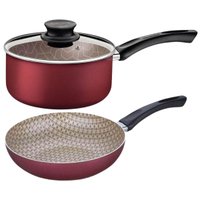 Jogo Panela com Tampa e Frigideira Funda Antiaderente Paris Tramontina Alumínio Vermelho