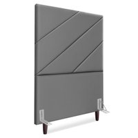 Cabeceira Solteiro 90 cm Com Frame Cristal Corino Cinza Artte