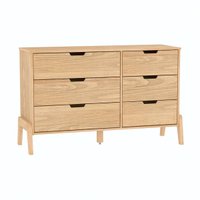 Cômoda 6 Gavetas Veneza em Madeira Carvalho Rústico 119x40x76 cm Marin