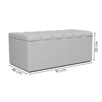 Cabeceira e Recamier Bau Solteiro 90 cm Dalia Linho Cinza Artte