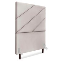 Cabeceira Solteiro 90 cm Com Frame Cristal Suede Cinza Claro Artte