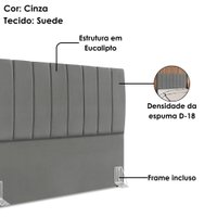 Cabeceira e Recamier Bau Queen 160 cm Dalia Suede Cinza Artte