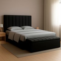 Cabeceira e Recamier Bau Queen 160 cm Dalia Suede Preto Artte