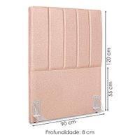 Cabeceira e Recamier Bau Solteiro 100 cm Dalia Linho Rose Artte