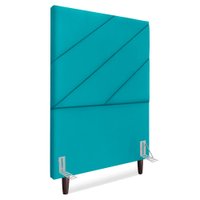 Cabeceira Solteiro 100 cm Com Frame Cristal Suede Azul Turquesa Artte