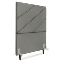 Cabeceira Solteiro 100 cm Com Frame Cristal Suede Cinza Artte
