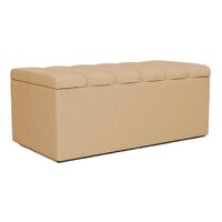 Recamier Calcadeira Bau 100 cm Dalia Linho Bege Escuro Artte