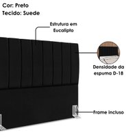 Cabeceira e Recamier Bau Casal 140 cm Dalia Suede Preto Artte