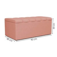 Cabeceira e Recamier Bau Solteiro 90 cm Dalia Linho Rose Artte