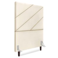 Cabeceira Solteiro 90 cm Com Frame Cristal Suede Bege Artte