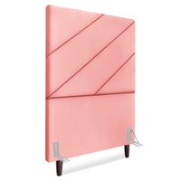 Cabeceira Solteiro 90 cm Com Frame Cristal Suede Rosa Artte