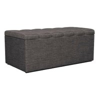 Recamier Calcadeira Bau 100 cm Dalia Linho Cinza Escuro Artte
