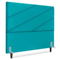 Cabeceira Queen 160 cm Com Frame Cristal Suede Azul Turquesa Artte