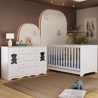 Berço Americano 3 em 1 com Cômoda 2 Portas 4 Gavetas Doçura Multimóveis MP4729