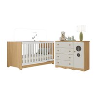 Berço Americano 3 em 1 com Cômoda 1 Porta 4 Gavetas Sonho Multimóveis MP4709