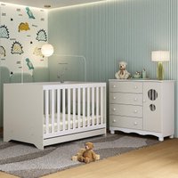 Berço Americano 3 em 1 com Cômoda 1 Porta 4 Gavetas Suspiro Multimóveis MP4710