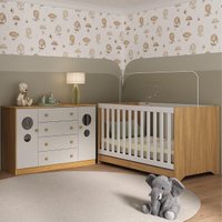 Berço Americano 3 em 1 com Cômoda 2 Portas 4 Gavetas Pirulito Multimóveis MP4711