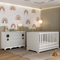 Berço Americano 3 em 1 com Colchão Incluso e Cômoda 2 Portas 4 Gavetas Suspiro Multimóveis MP4722