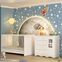 Berço 3 em 1 para Colchão 130x60cm com Cômoda 1 Porta 4 Gavetas Serena Multimóveis MP4741