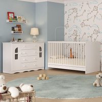 Berço 3 em 1 para Colchão 130x60cm com Cômoda 2 Portas 4 Gavetas Liz Multimóveis MP4765