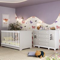 Berço Americano 3 em 1 com Cômoda 2 Portas 4 Gavetas Fofura Multimóveis MP4728 Branco/Off White