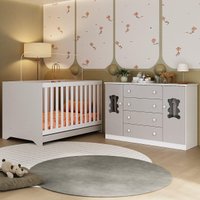 Berço Americano 3 em 1 com Cômoda 2 Portas 4 Gavetas Teddy Multimóveis MP4727