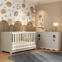 Berço Americano 3 em 1 com Colchão Incluso e Cômoda 2 Portas 4 Gavetas Sonho Multimóveis MP4721