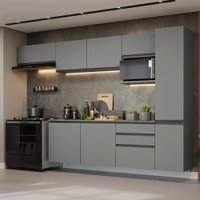 Armário de Cozinha Completa 300cm Suspensa Cinza Nice Madesa 10