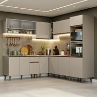 Armário de Cozinha Completa de Canto 445cm Crema Nice Madesa 02