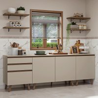 Armário de Cozinha Completa 240cm Crema Nice Madesa 01