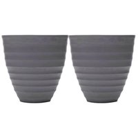 Kit 2 Vasos Cachepot para Flores Plantas 15x7cm Plástico Lyor Névoa Cinza Decoração