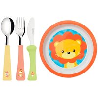 Kit Talheres Infantis 3 Pçs Inox Prato para Bebê Introdução Alimentar Colorido +6m