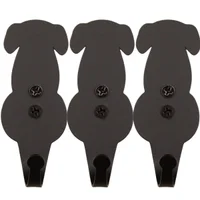 Kit 3 Ganchos Cabideiros de Parede Multiuso Cachorro 8cm Luft Masutti Preto