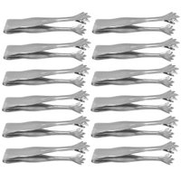 Kit 12 Pegadores de Carne 16cm Servir Churrascaria Aço Inox Pequeno Pinça Garra Buffet Restaurante