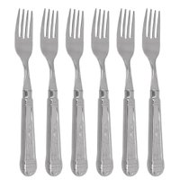 6 Garfos Jumbo de Mesa Churrasco 20cm Aço Inox Prateada Jantar Restaurante