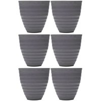 Kit 6 Vasos Cachepot para Flores Plantas 15x7cm Lyor Névoa Cinza Plástico Decoração Jardim Sala