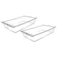 Kit 2 Travessas Plásticas Retangulares 4,8L Tampa Hermética Transparente Frutas Legumes Crippa