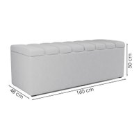 Cabeceira e Recamier Bau Queen 160 cm Dalia Linho Cinza Artte