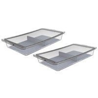 Kit 2 Travessas Plásticas Retangulares Tampa Hermética 3,4L Transparente com Divisória Crippa