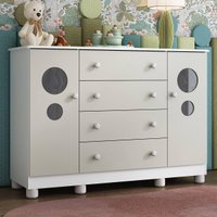 Cômoda Infantil 125cm 2 Portas com Vidro e 4 Gavetas Bombom Multimóveis MP4465