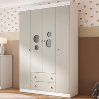 Guarda-roupa Infantil 122cm com Vidro 4 Portas e 2 Gavetas Pirulito Multimóveis MP4468