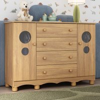 Cômoda Infantil 125cm 2 Portas com Vidro e 4 Gavetas Suspiro Multimóveis MP4460