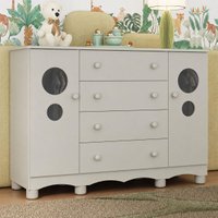 Cômoda Infantil 125cm 2 Portas com Vidro e 4 Gavetas Suspiro Multimóveis MP4460